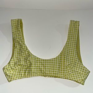 Checkers neon green swimsuit top